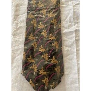 New Vintage Dead Stock 1980’s New Maga 100% Silk Tie Made in Italy Gold/Olive